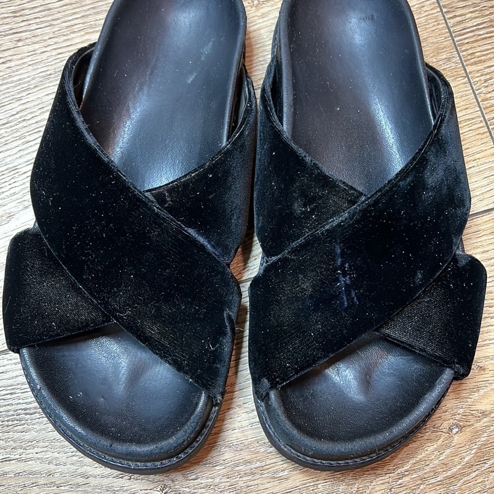 Saint Laurent Jimmy Black Velvet Sandals Size 36/6 - Picture 2 of 9